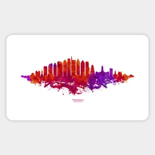 Philadelphia City Skyline - Watercolor Red, orange, purple Magnet